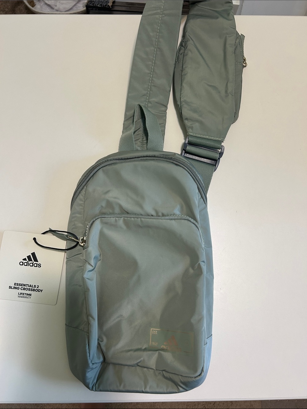 adidas Essentials Sling Bag in Sage Green